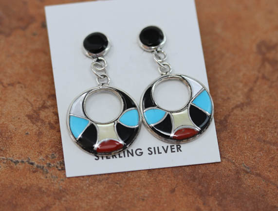 Zuni Silver Multi_Stone Earrings