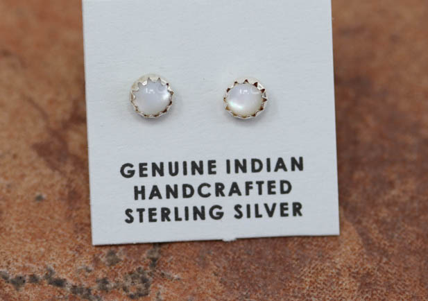 Navajo Silver Mother of Pearl Earrings