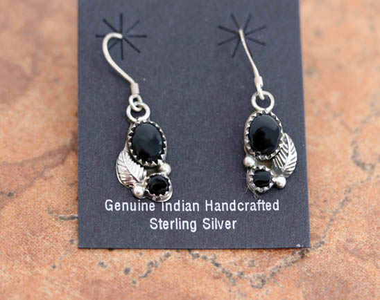 Navajo Silver Onyx Earrings