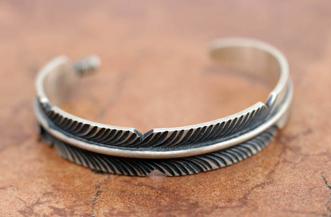 Navajo Sterling Silver Feather Bracelet