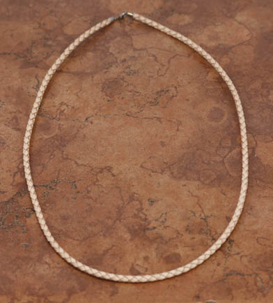 Woven Sterling Silver Tan Leather Cord