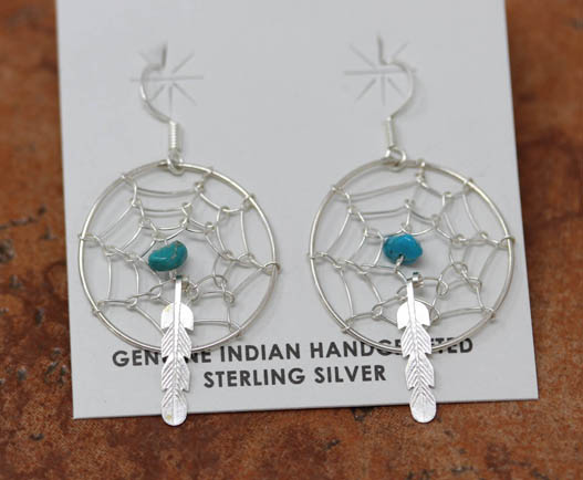 Navajo Sterling Silver Dream Catcher Earrings