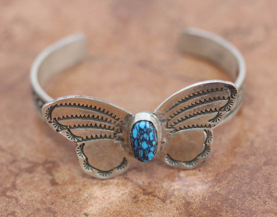 Navajo Silver Turquoise Butterfly Bracelet