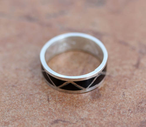Zuni Silver Onyx Ring Size 5