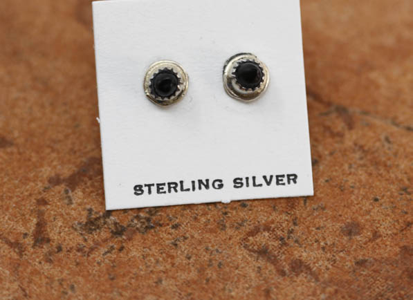 Navajo Sterling Silver Onyx Earrings
