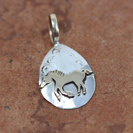 Navajo Silver Gold Horse Pendant