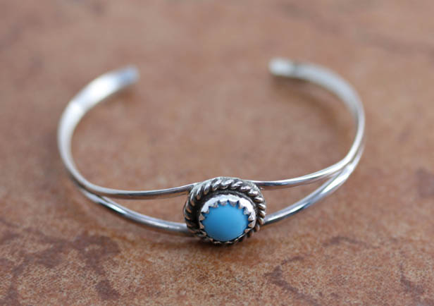 Navajo Sterling Silver Turquoise Children's Bracelet