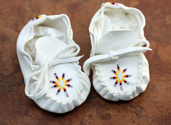 Navajo Beaded Leather Baby Moccasins NativeIndianMade