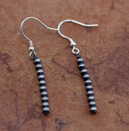 Navajo Pearl Beaded Silver Earrings