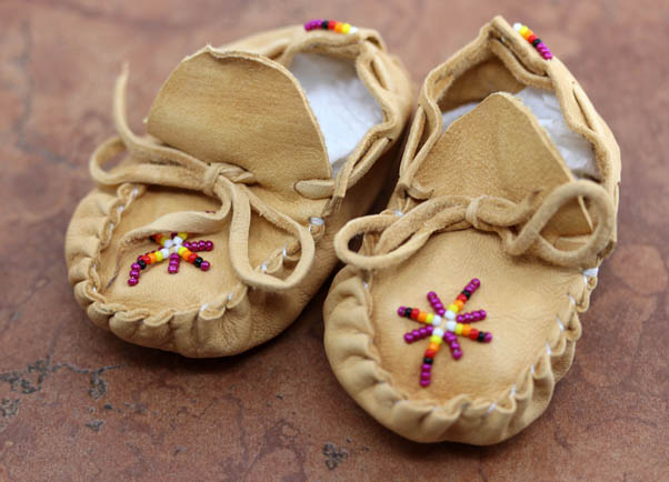 Navajo Beaded Leather Baby Moccasins