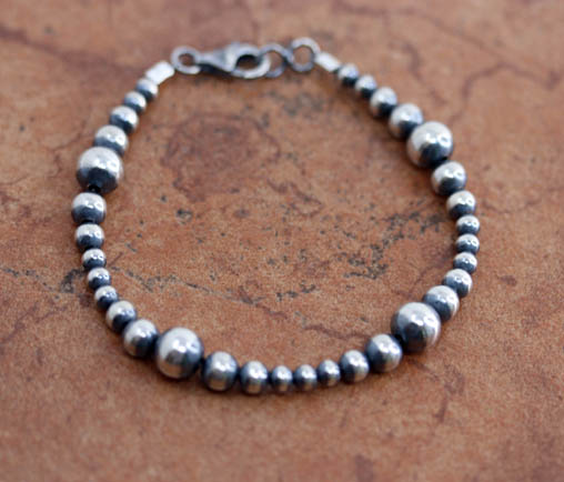 Navajo Pearl Silver Beaded Bracelet