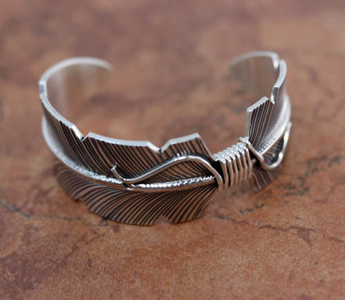 Navajo Sterling Silver Feather Bracelet