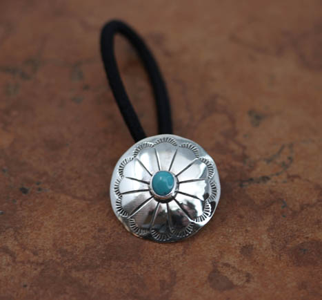 Navajo Silver Turquoise Concho Hair Tie