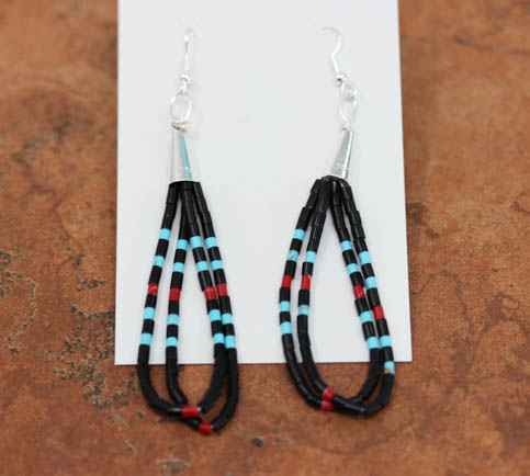 Navajo Silver Heishi Beaded Earrings