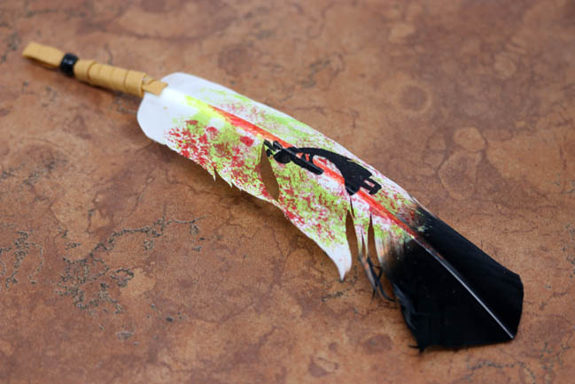 Navajo Native American Kokopelli Painted Feather