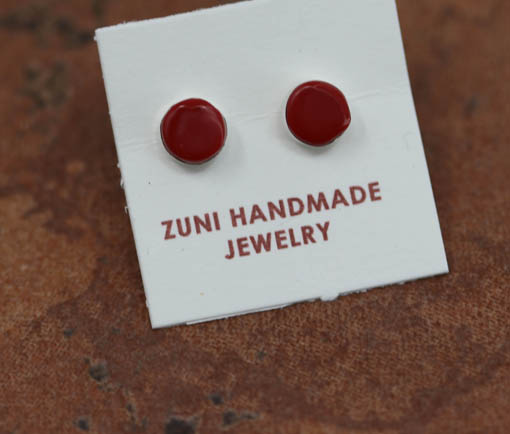 Zuni Silver Coral Earrings