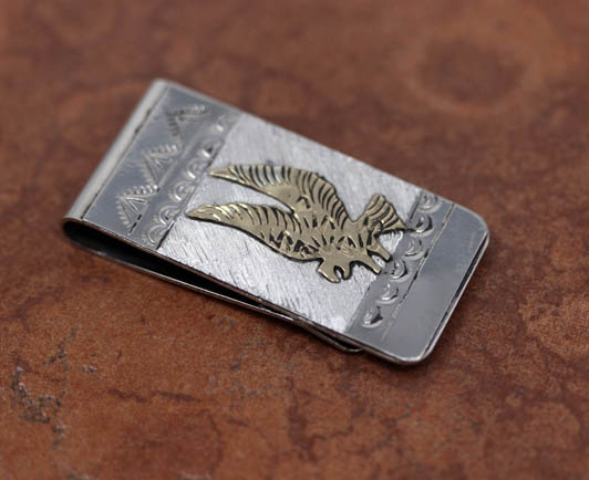 Navajo Silver Gold Eagle Money Clip