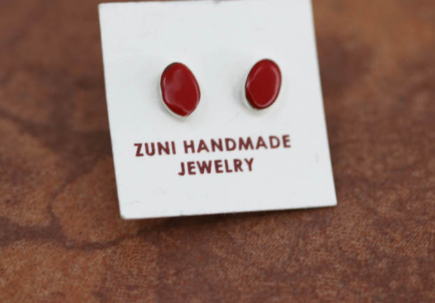 Zuni Silver Coral Earrings