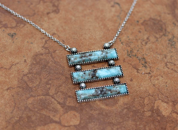 Southwest 3 Bar Turquoise Necklace