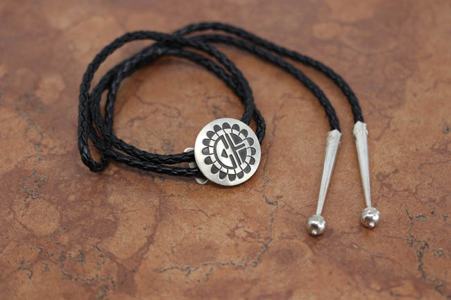 Navajo Silver Sunface Bolo Tie