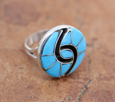 Zuni Silver Turquoise Ring Size 7 1/2