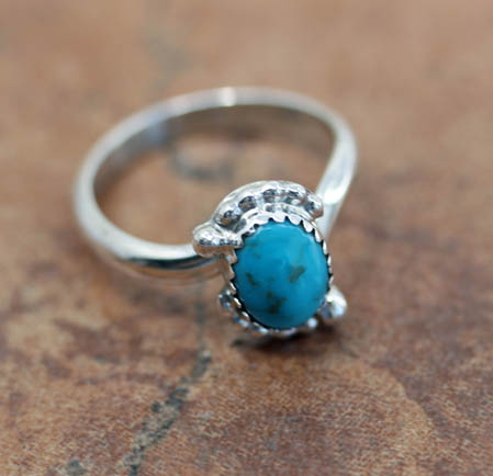 Navajo Silver Turquoise Ring Size 8