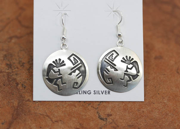 Navajo Sterling Silver Kokopelli Earrings by Stanley Gene