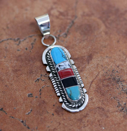 Navajo Silver Multi_Stone Pendant