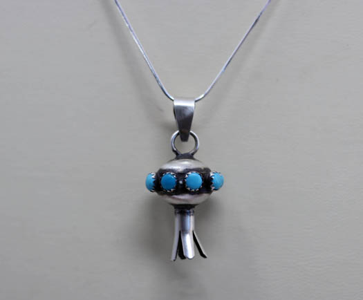 Navajo Silver Turquoise Squash Blossom Necklace
