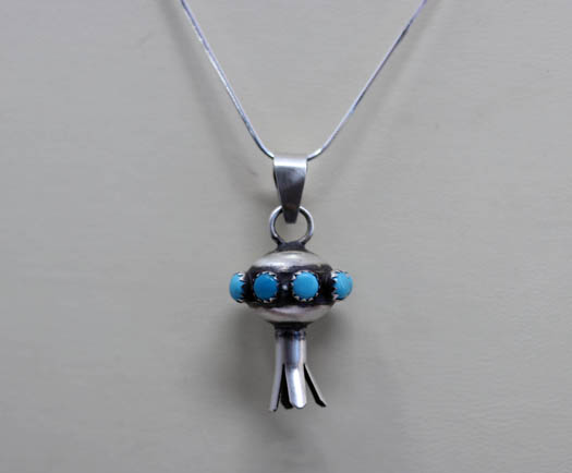 Navajo Silver Turquoise Squash Blossom Necklace