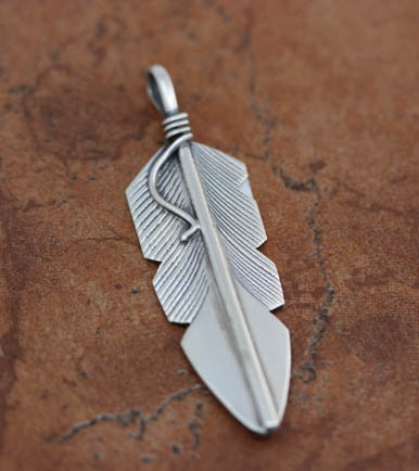 Navajo Silver Feather Pendant