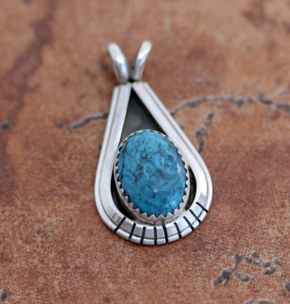 Navajo Silver Turquoise Pendant