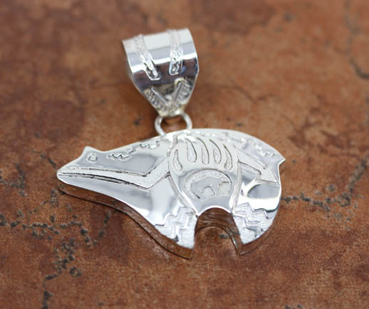 Navajo Silver Bear Paw Pendant