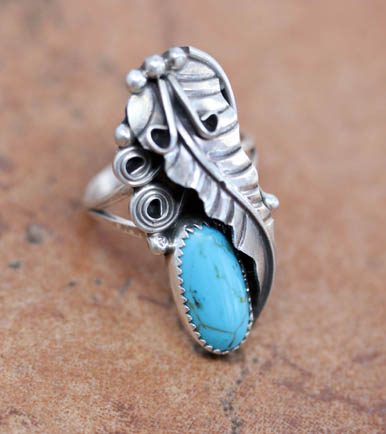 Navajo Silver Turquoise Ring Size 6