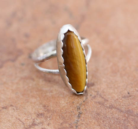 Navajo Silver Tiger Eye Ring Size 6