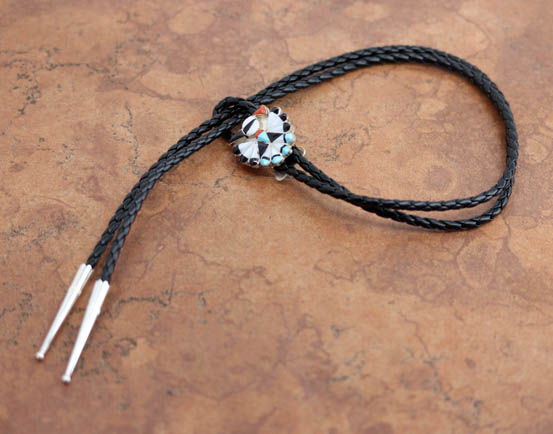 Zuni Multi_Stone Thunderbird Bolo Tie