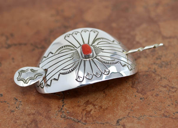 Navajo Silver Coral Barrette