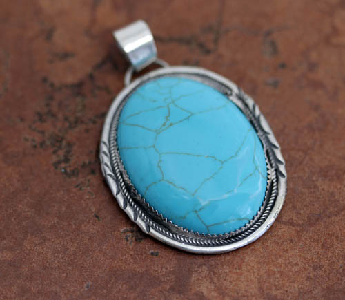 Navajo Sterling Silver Turquoise Pendant