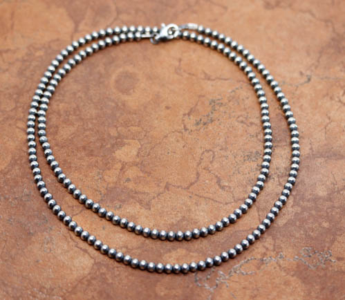 Navajo Pearl Silver Beaded Necklace Chain