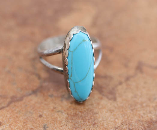 Navajo Silver Turquoise Ring Size 6