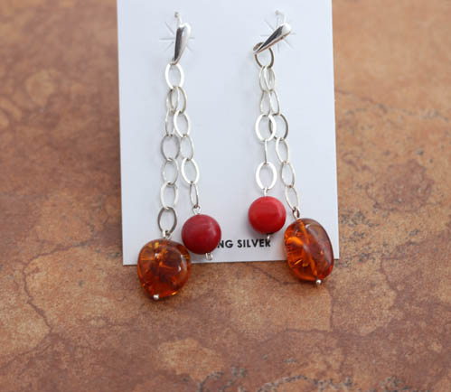 Sterling Silver Baltic Amber Earrings