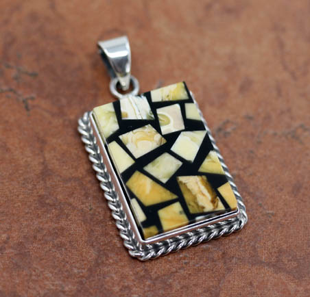 Sterling Silver Baltic Amber Mosaic Pendant