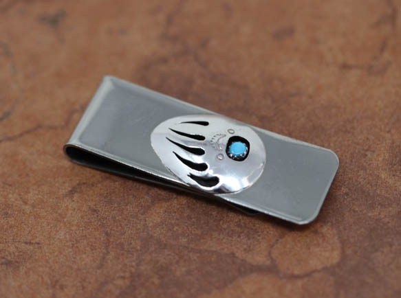 Navajo Turquoise Bear Claw Money Clip