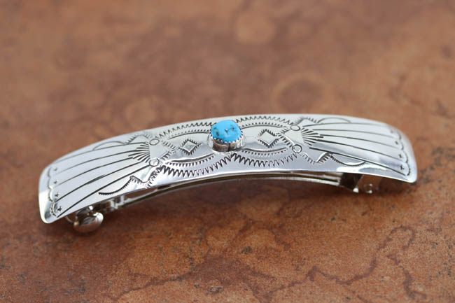 Navajo Silver Turquoise Hair Barrette
