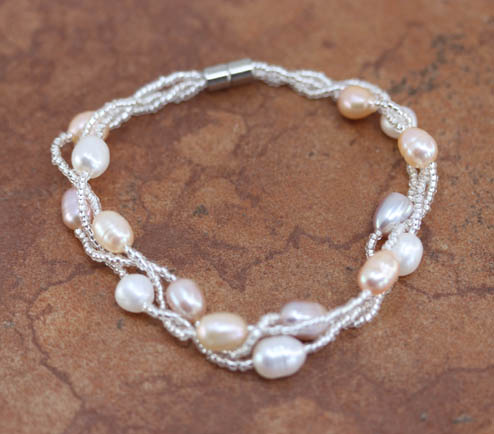Beaded Freshwater Pearl Magnetic Bracelet