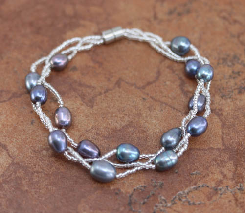 Beaded Freshwater Pearl Magnetic Bracelet