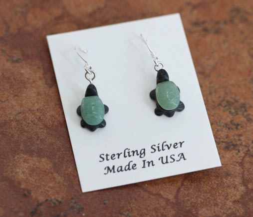 Sterling Silver Multi_Stone Turtle Earrings