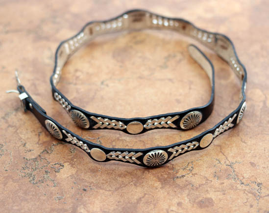 Navajo Leather Silver Hat Belt Band