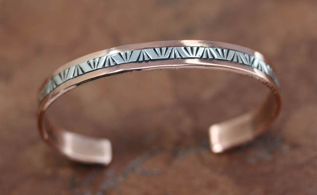 Navajo Copper Silver Cuff Bracelet