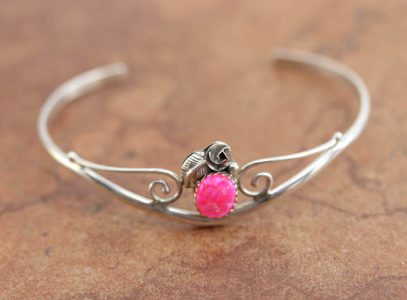 Navajo Silver Created Opal Bracelet